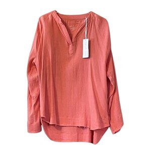 NWT Karyn Seo Jasper Crinkle Gauzy Long Sleeve Top in Poppy Red Sz. M
